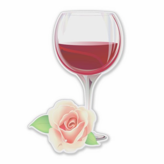 Wein und Rose Aufkleber (Vorderseite)