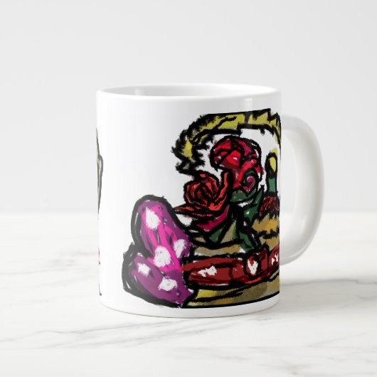 Wein und Rose Jumbo-Tasse (Vorderseite Rechts)