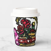 Wein und Rose Pappbecher (Vorderseite)