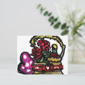 Wein und Rose Postkarte (Stehend Vorderseite)