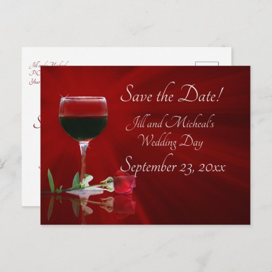 Wein und Rose Save the Date Einladungspostkarte (Vorne/Hinten)