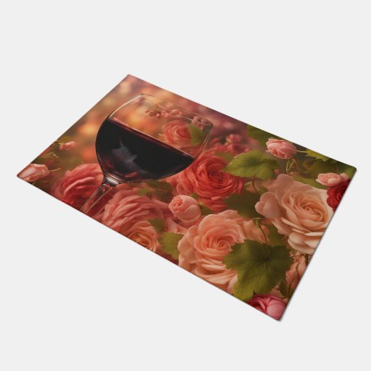 Wein und Rose Sehr schön Fußmatte (Schrägansicht)