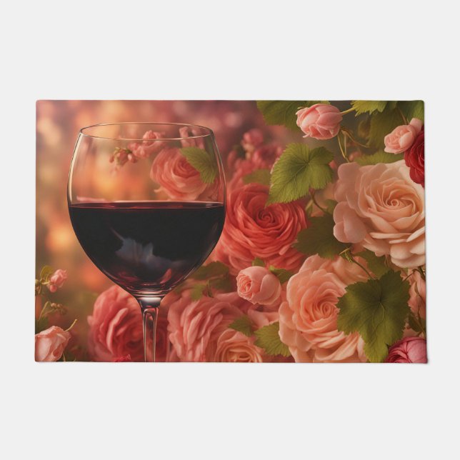 Wein und Rose Sehr schön Fußmatte (Vorderseite)