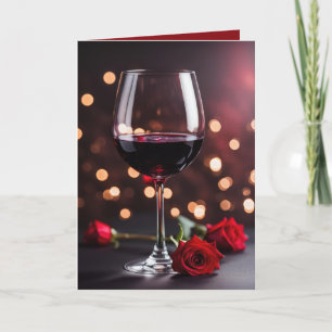 Wein und Rose zum Geburtstag für die Ehefrau Karte