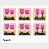 Wein und Sonnenblumen Quadratischer Aufkleber (Blatt)