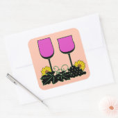 Wein und Sonnenblumen Quadratischer Aufkleber (Umschlag)
