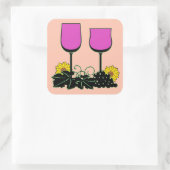 Wein und Sonnenblumen Quadratischer Aufkleber (Tasche)