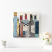 Wein und Spirituosen Quadratische Wanduhr (Zuhause)