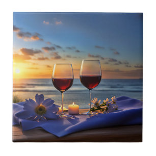 Wein und Strand Schöne Kunst Fliese