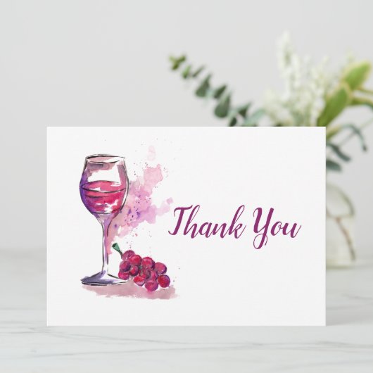 Wein und Trauben Dankeskarte (Stehend Vorderseite)