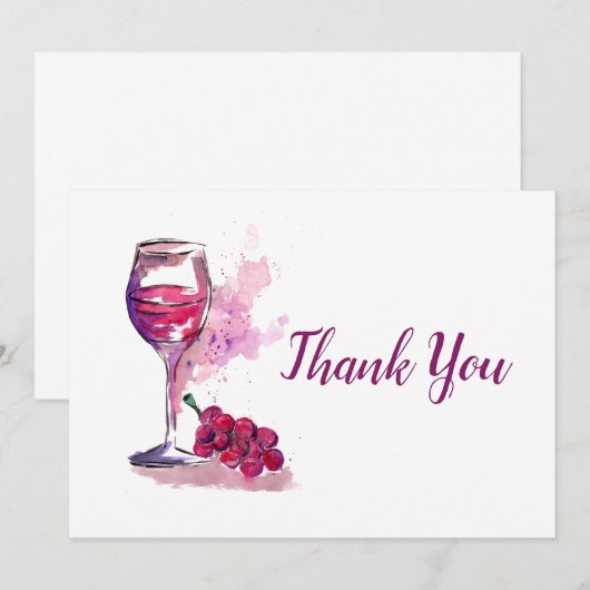 Wein und Trauben Dankeskarte (Vorne/Hinten)