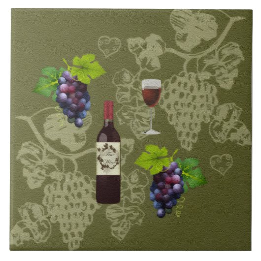Wein und Trauben Fliese (Vorderseite)