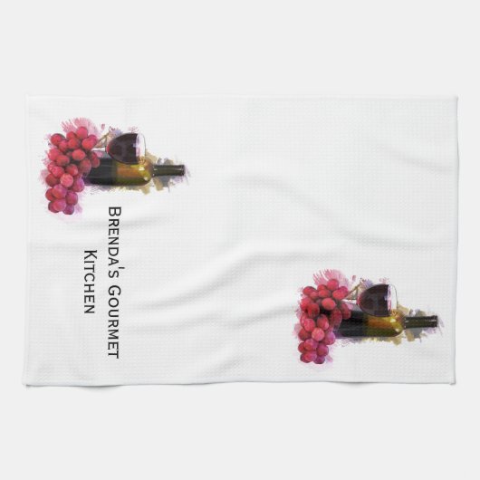 Wein und Trauben Geschirrtuch (Horizontal)