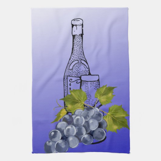 Wein und Trauben Geschirrtuch (Vertikal)