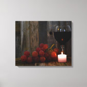 Wein und Trauben im Kerzenschein Leinwanddruck (Vorderseite)