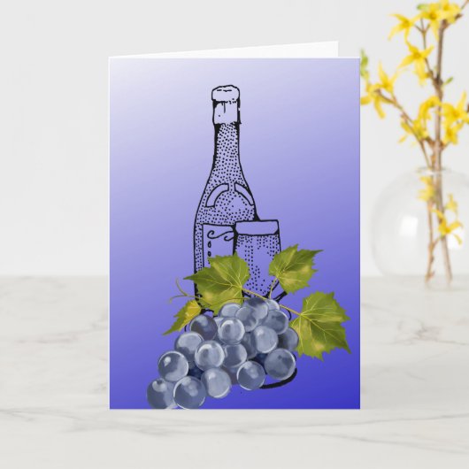 Wein und Trauben Leere Karte (Gelbe Blume)