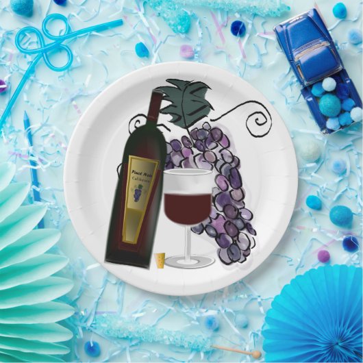 Wein und Trauben Pappteller (Party)
