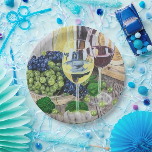 Wein und Trauben Pappteller (Party)