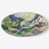 Wein und Trauben Pappteller (Schrägansicht)