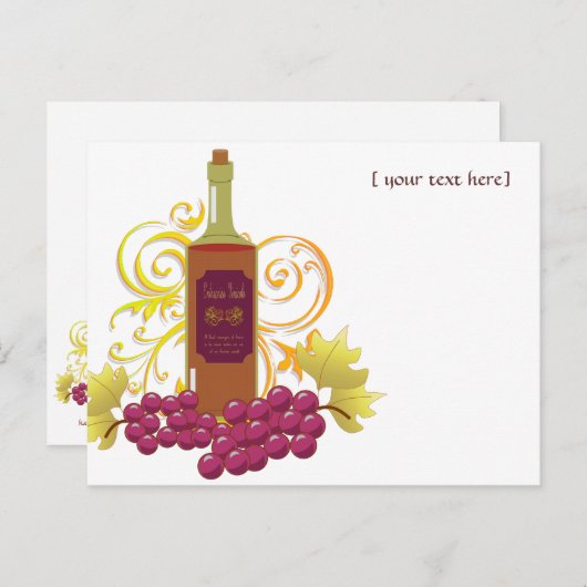 Wein und Trauben Postkarte (Vorne/Hinten)