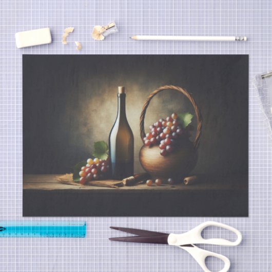 Wein und Trauben Stillleben Malerei Seidenpapier (Handwerk)