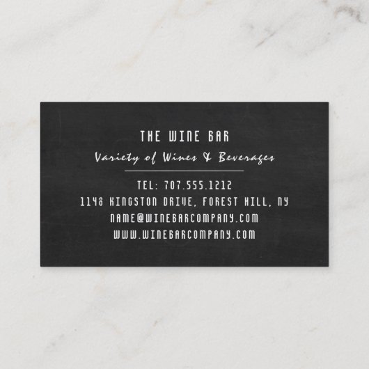 Wein und Trauben, Tafelwein/Bar Visitenkarte (Rückseite)