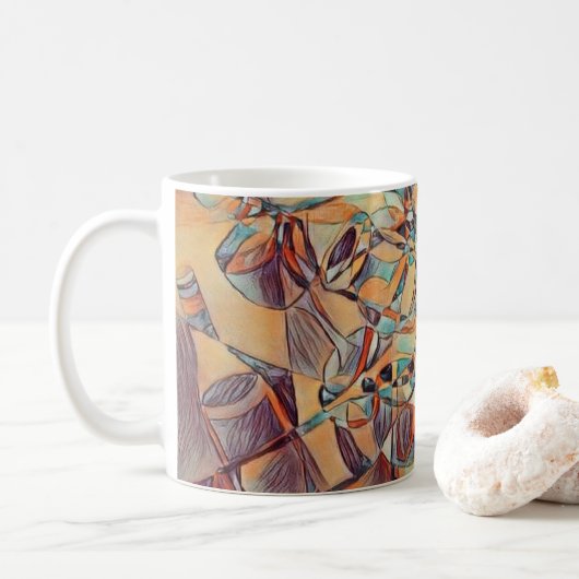 Wein und Weinflaschen Kunst Tasse Kaffee (Mit Donut)