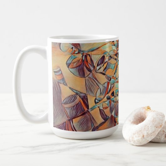 Wein und Weinflaschen Kunst Tasse Kaffee (Mit Donut)