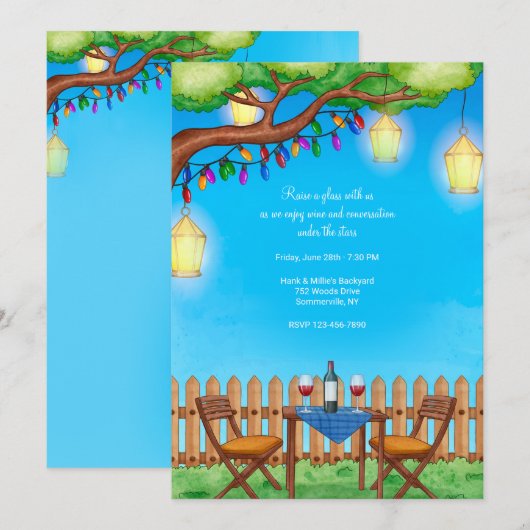 Wein unter den Sternen Einladung (Vorne/Hinten)