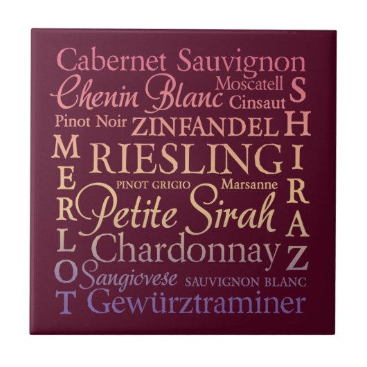 Wein Varietals dekorative Keramik-Fliese Fliese (Vorderseite)