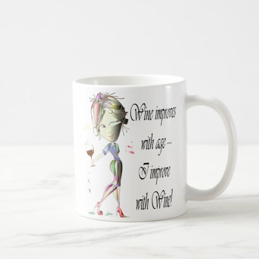 Wein verbessert mit Alter, humorvolle Kaffeetasse (Rechts)