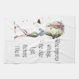 Wein verbessert mit Alters-humorvollem Handtuch