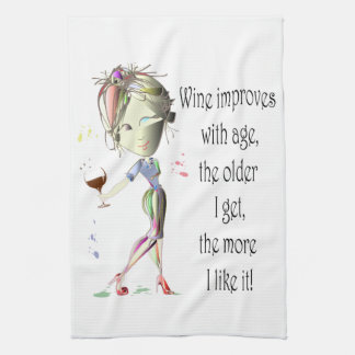 Wein verbessert mit Alters-humorvollem Handtuch
