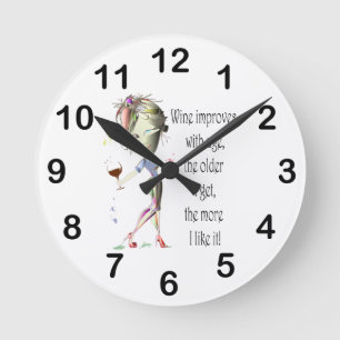 Wein verbessert mit Alters-humorvollem Runde Wanduhr