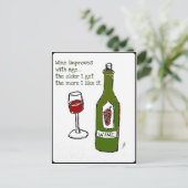 WEIN VERBESSERT SICH MIT DEM ALTER...Weindruck mit Postkarte (Stehend Vorderseite)