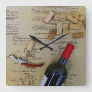 Wein- & Verfassungs-Wanduhr! Quadratische Wanduhr