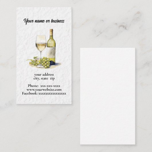 Wein Visitenkarte (Vorne/Hinten)