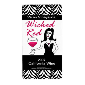 Wein Vixen Wicked Red Custom Imitats Weinetiketten