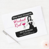 Wein Vixen Wicked Red Imitats Weinetikett Quadratischer Aufkleber (Umschlag)