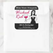 Wein Vixen Wicked Red Imitats Weinetikett Quadratischer Aufkleber (Tasche)