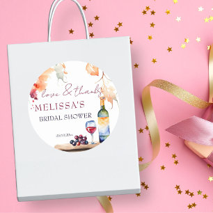 Wein vor den Hochzeitsgelübden Weinbergs Brautpart Runder Aufkleber