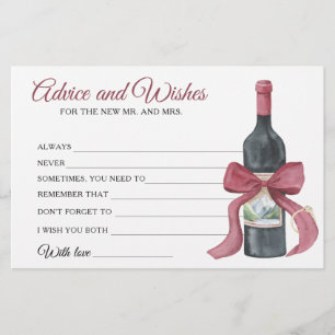 Wein vor Gelübden Brautparty-Tipps und -Wünsche Briefpapier