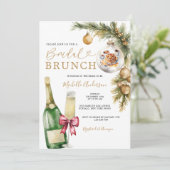 Wein Weihnachten Bauble Pancake Winter Bridal Brun Einladung (Stehend Vorderseite)
