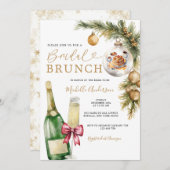 Wein Weihnachten Bauble Pancake Winter Bridal Brun Einladung (Vorne/Hinten)