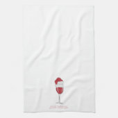 Wein Weihnachten Weihnachtsmannmütze Roter Wein Sp Geschirrtuch (Vertikal)