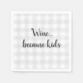 Wein weil Kinder Gingham-Muster-Kranz zitieren Serviette (Vorderseite)