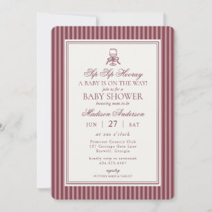Wein Weinberg Club Old Money Gestreifte Babyparty Einladung
