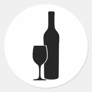 Wein - Weinsymbol Runder Aufkleber