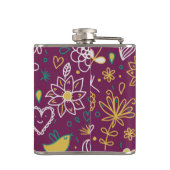 Wein-wunderliche Vögel und Blumen Flachmann (Rückseite)