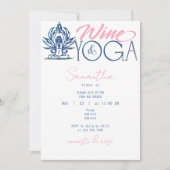 Wein & Yoga Namaste & Rose Minimaler Brunch Geburt Einladung (Vorderseite)